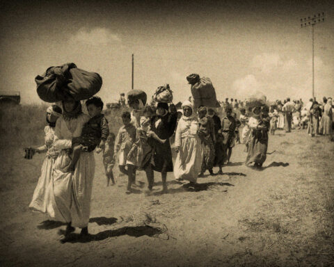 Palestinians fleeing the Nakba of 1948.